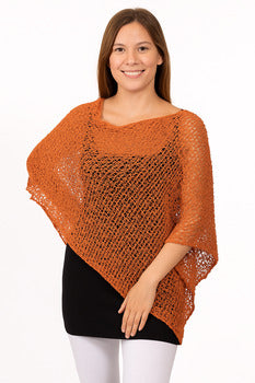 POPCORN KNIT PONCHO-19" x 32"-VAN KLEE