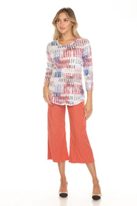 CANVAS PATCH ROUND NECK TOP-CARINE