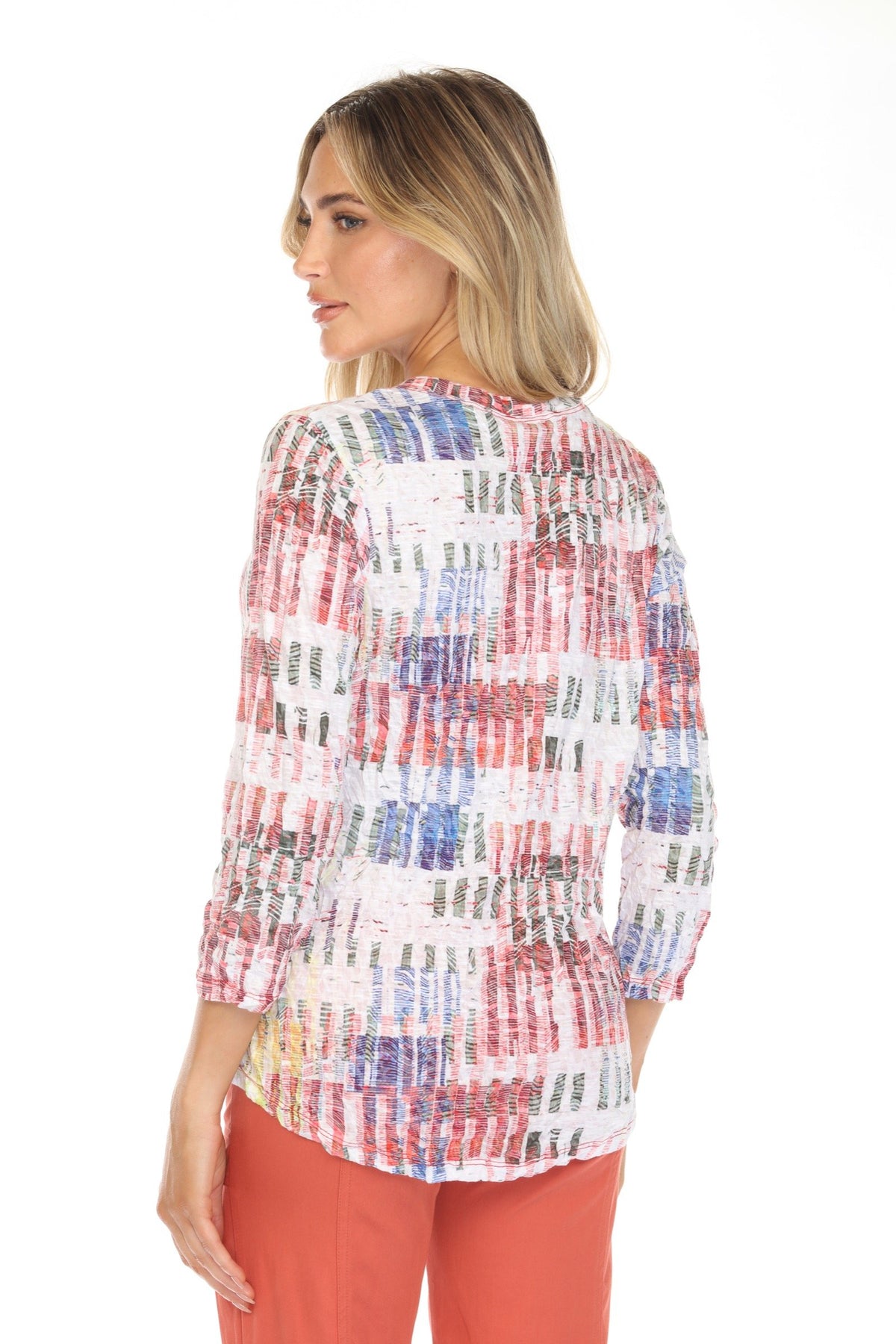 CANVAS PATCH ROUND NECK TOP-CARINE