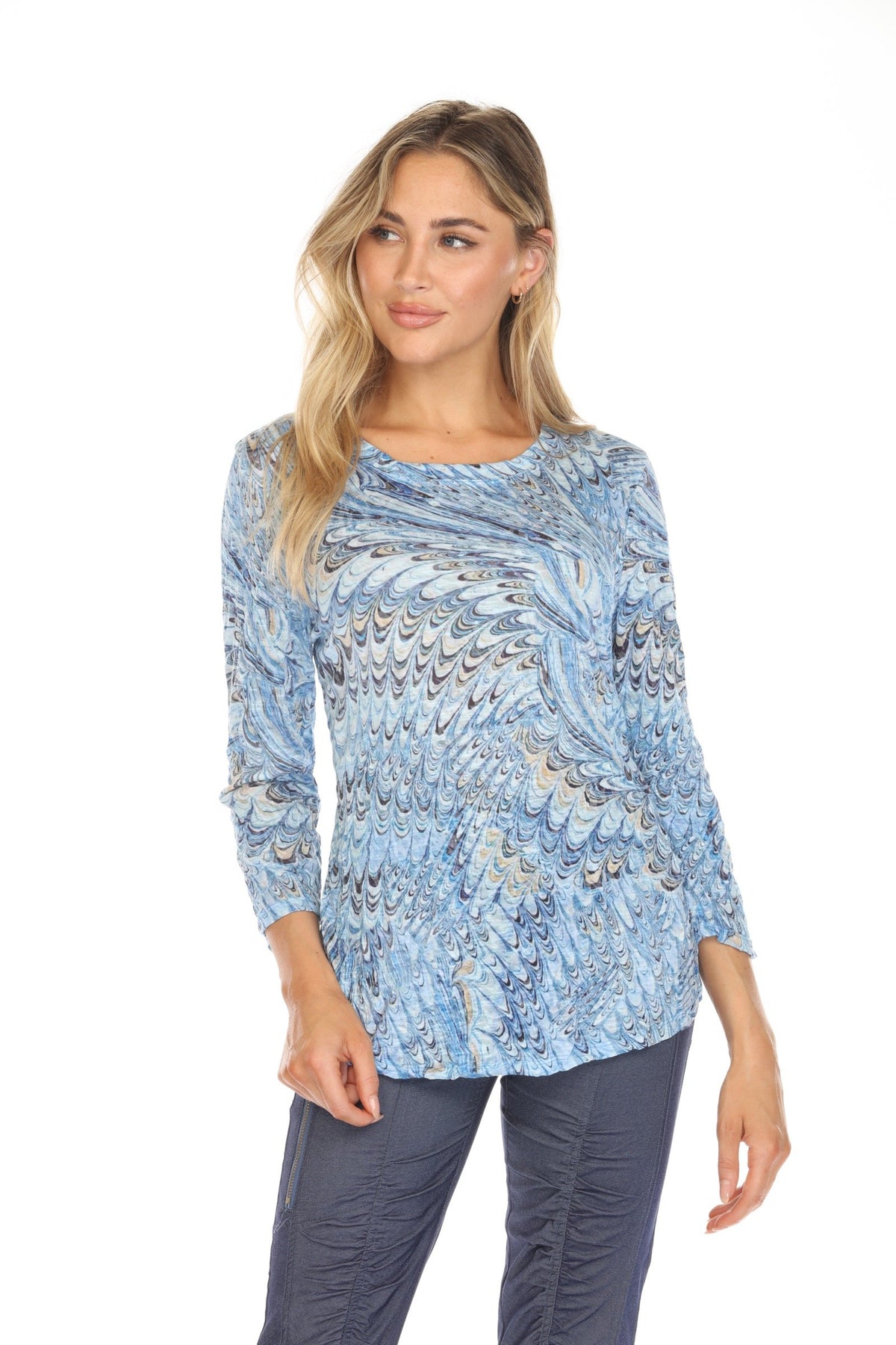 OCEAN SPLASH ROUND NECK TOP-CARINE