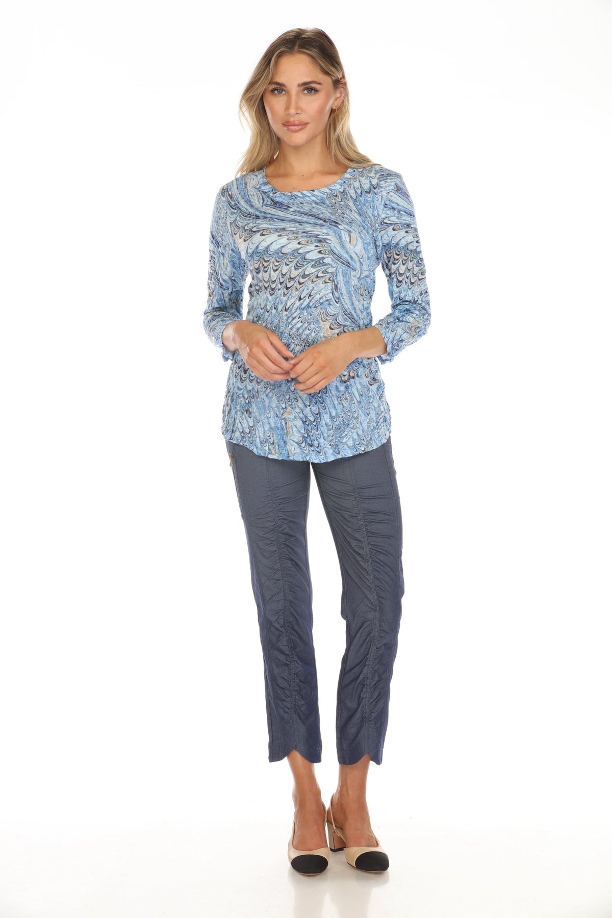 OCEAN SPLASH ROUND NECK TOP-CARINE