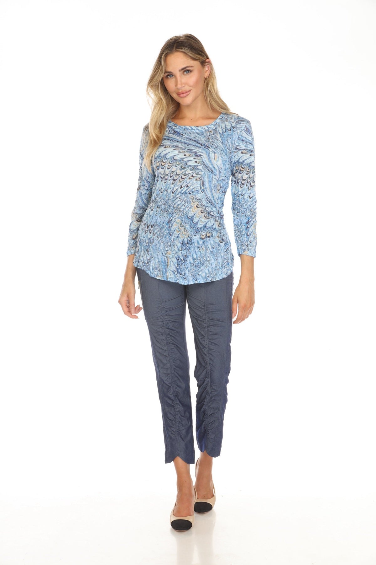 OCEAN SPLASH ROUND NECK TOP-CARINE