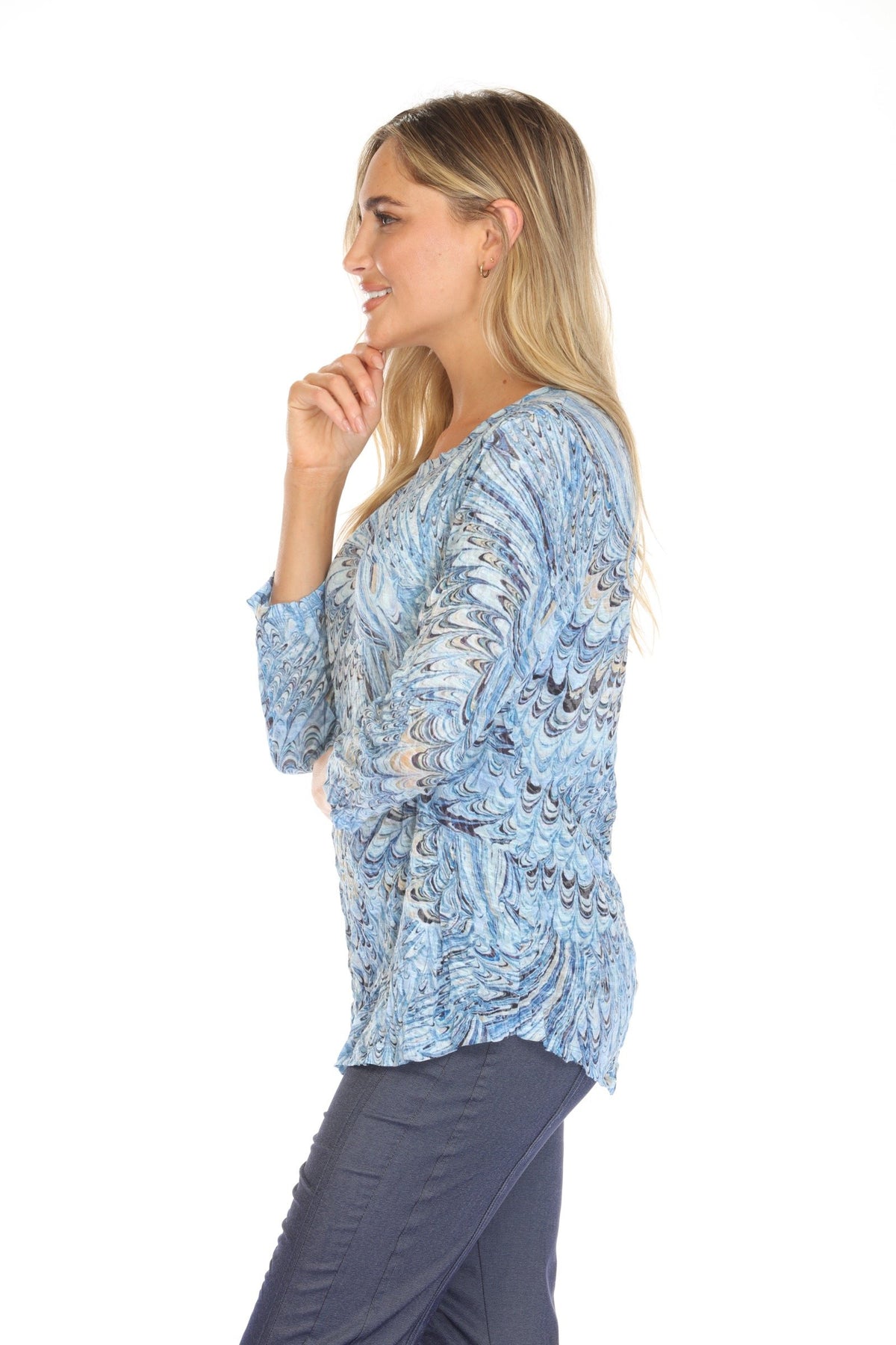 OCEAN SPLASH ROUND NECK TOP-CARINE