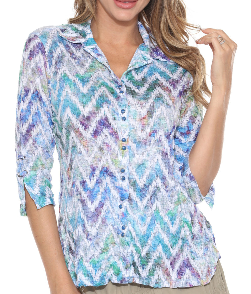 CHEVRON HAZE-SABRINA SHIRT-CARINE APPAREL