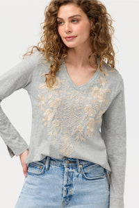 CARMELITA SLIT SLEEVE TEE-HEATHER GREY-JOHNNY WAS