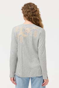 CARMELITA SLIT SLEEVE TEE-HEATHER GREY-JOHNNY WAS