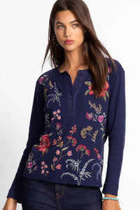 MIXED MEDIA HENLEY THERMAL-MAYRA-BLUE NIGHT-JOHNNY WAS