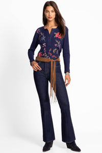 MIXED MEDIA HENLEY THERMAL-MAYRA-BLUE NIGHT-JOHNNY WAS