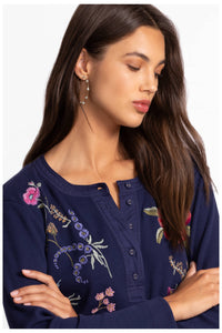 MIXED MEDIA HENLEY THERMAL-MAYRA-BLUE NIGHT-JOHNNY WAS