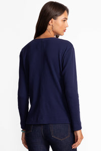 MIXED MEDIA HENLEY THERMAL-MAYRA-BLUE NIGHT-JOHNNY WAS