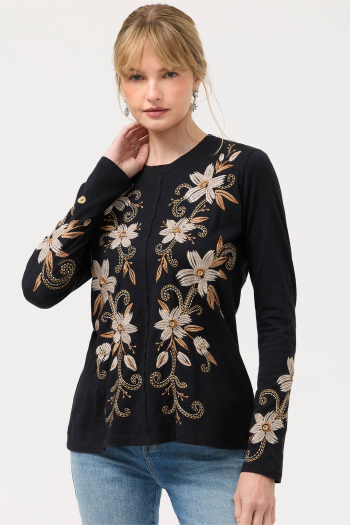 CORINTHE RAW SEAM CREW NECK TEE-BLACK-JOHNNY WAS