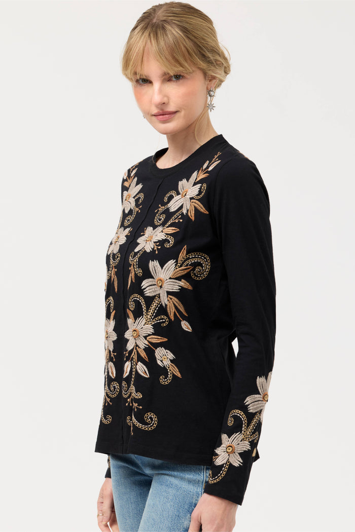 CORINTHE RAW SEAM CREW NECK TEE-BLACK-JOHNNY WAS