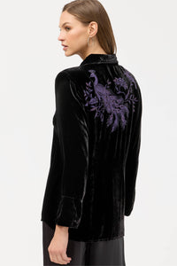 MOLLY VELVET VINTAGE BUTTON DOWN SHIRT-BLACK-JOHNNY WAS