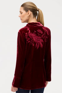 MOLLY VELVET VINTAGE BUTTON DOWN SHIRT-CRAN-RUBY RED-JOHNNY WAS