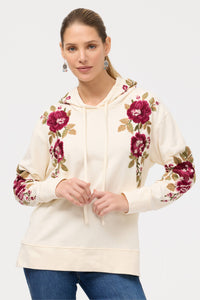 HOODED SWEATSHIRT TUNIC-MEHDI-EGGNOG-JOHNNY WAS