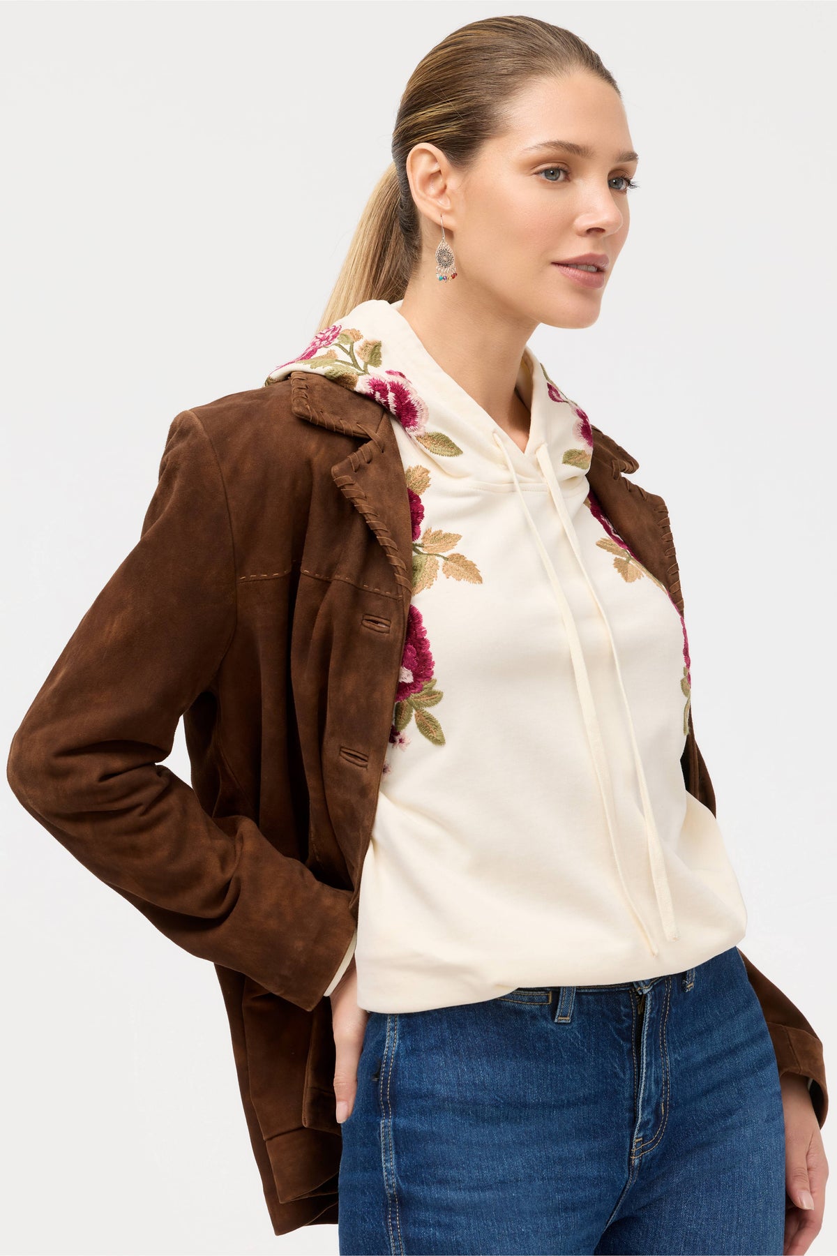 HOODED SWEATSHIRT TUNIC-MEHDI-EGGNOG-JOHNNY WAS