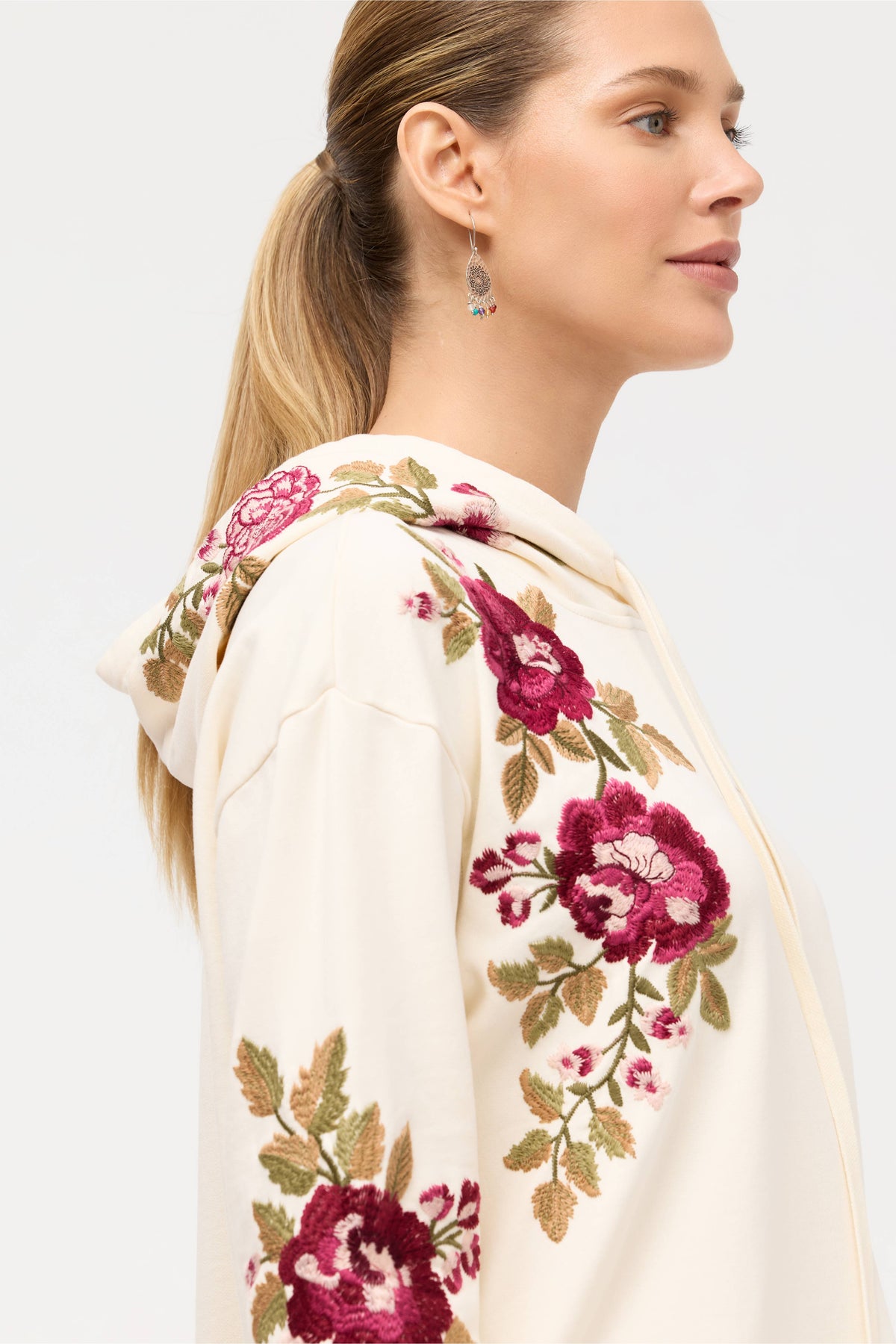 HOODED SWEATSHIRT TUNIC-MEHDI-EGGNOG-JOHNNY WAS