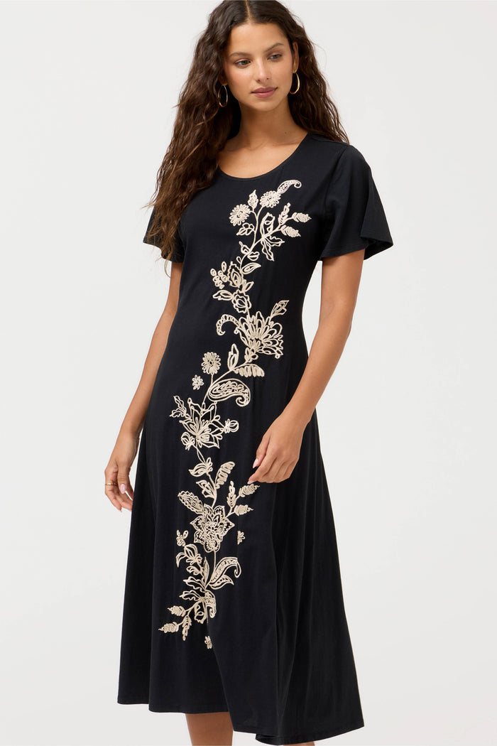 FLUTTER SLEEVE KNIT DRESS-ELOWEN-JOHNNY WAS