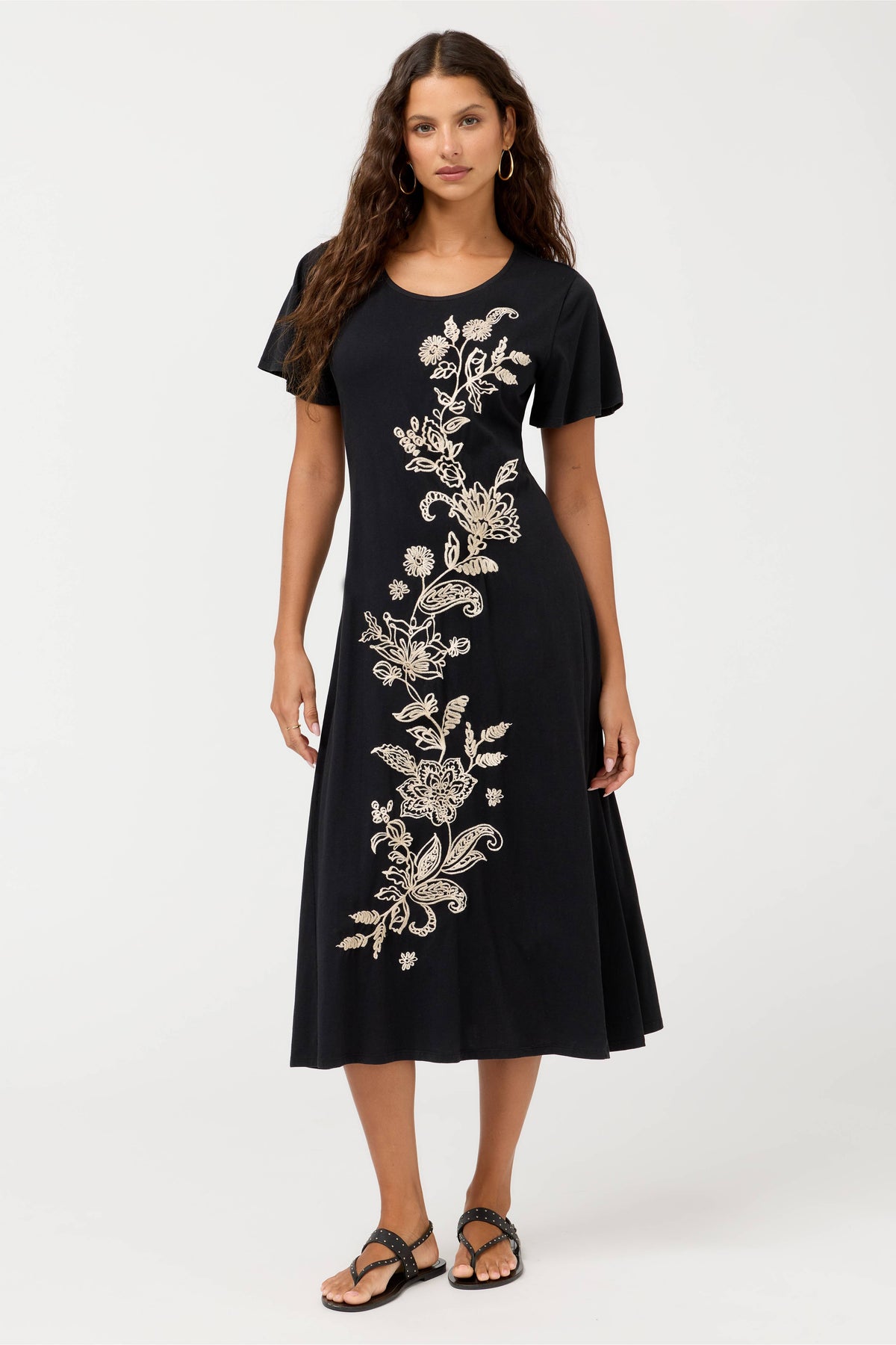 FLUTTER SLEEVE KNIT DRESS-ELOWEN-JOHNNY WAS