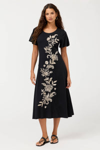 FLUTTER SLEEVE KNIT DRESS-ELOWEN-JOHNNY WAS