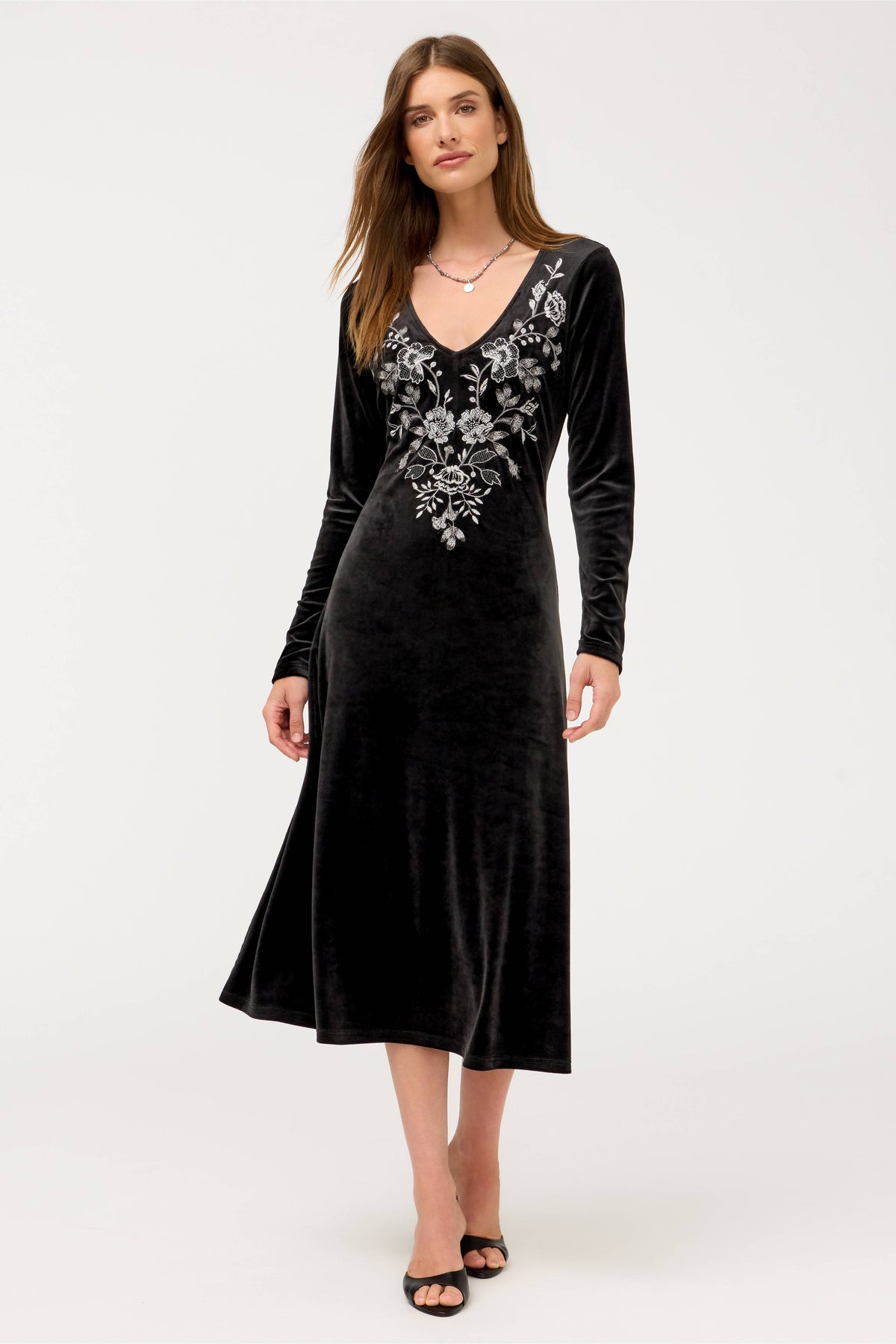 VIRELLE V-NECK VELOUR DRESS-JOHNNY WAS
