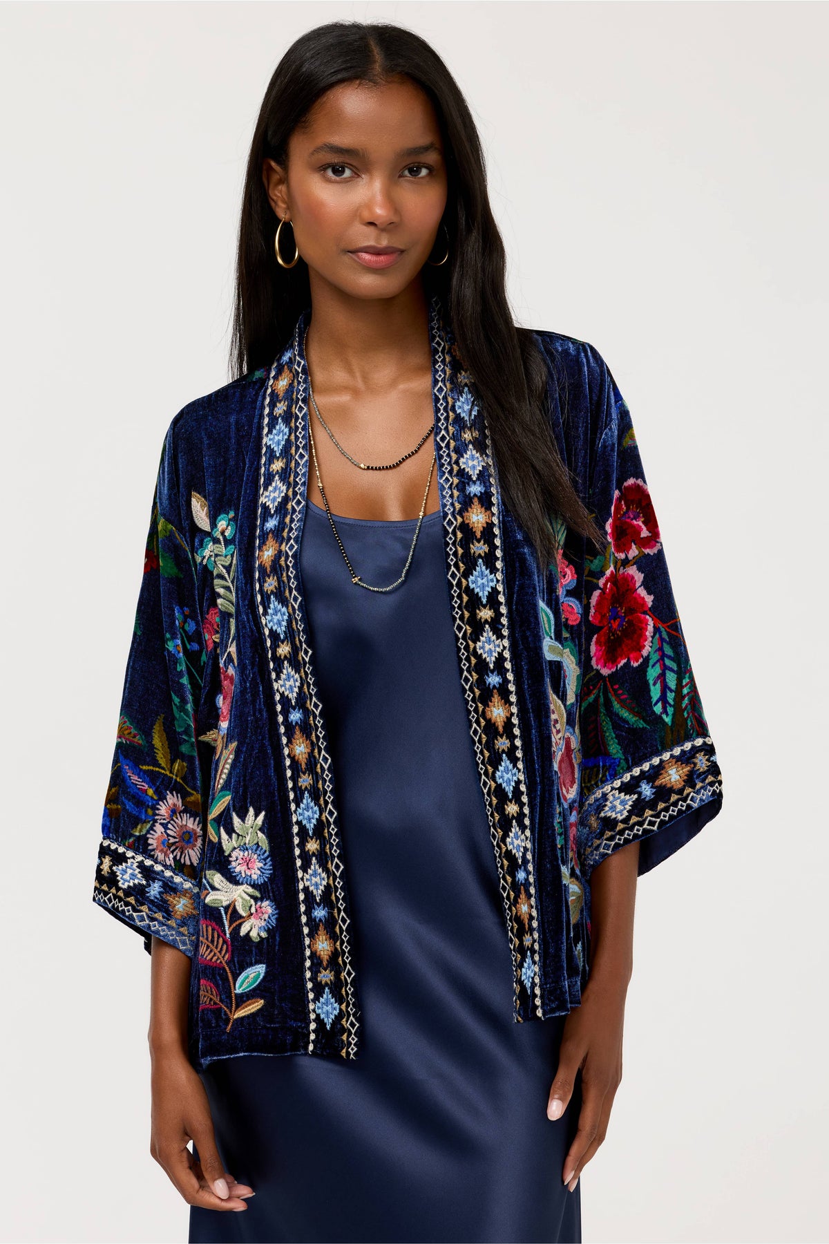 VELVET CROPPED KIMONO-ISOLEI PRINT-JOHNNY WAS
