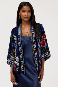 VELVET CROPPED KIMONO-ISOLEI PRINT-JOHNNY WAS