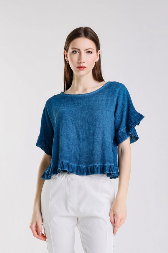 KINSLEE RUFFLE TOP-ONE SIZE-TEES BY TINA