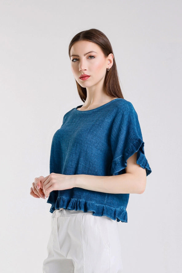 KINSLEE RUFFLE TOP-ONE SIZE-TEES BY TINA