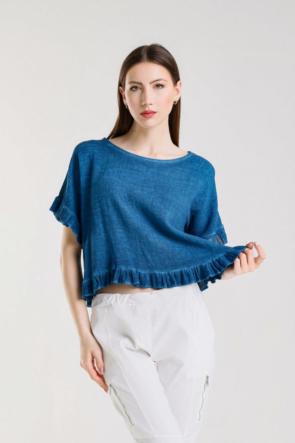 KINSLEE RUFFLE TOP-ONE SIZE-TEES BY TINA