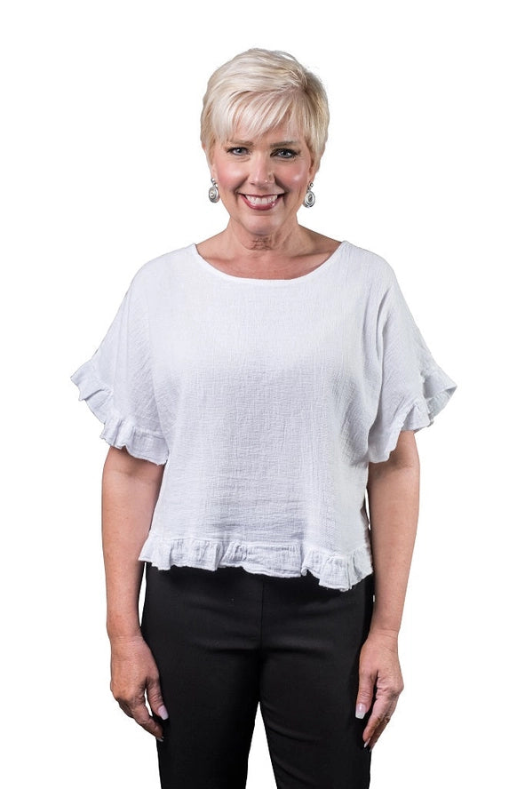 KINSLEE RUFFLE TOP-ONE SIZE-TEES BY TINA