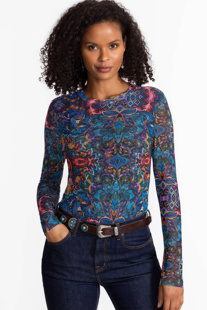 NATALIE LONG SLEEVE MESH TEE-OTTALIE-JOHNNY WAS