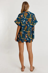 PRAIRIE SHORT SLEEVE BLOUSE-NAVY-LULA LIFE
