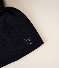 KNIT HAT W/ BOW EMBROIDERY-MOLLY BRACKEN