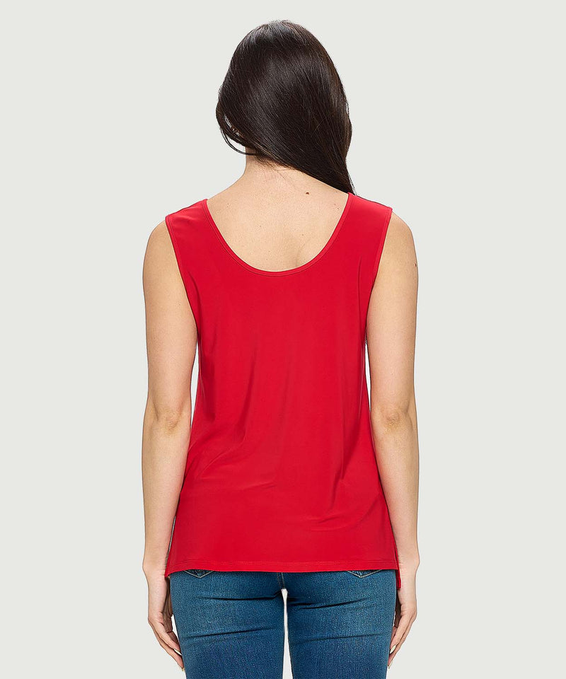 CUT AND SEW SCOOP NECK V BACK TANK-RED-LAST TANGO