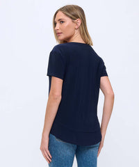 CAP SLEEVE TOP W/LAYERED HEM-NAVY-LAST TANGO