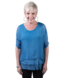 ADRIANA SILK DOUBLE RAW EDGE TOP-ONE SIZE-TEES BY TINA