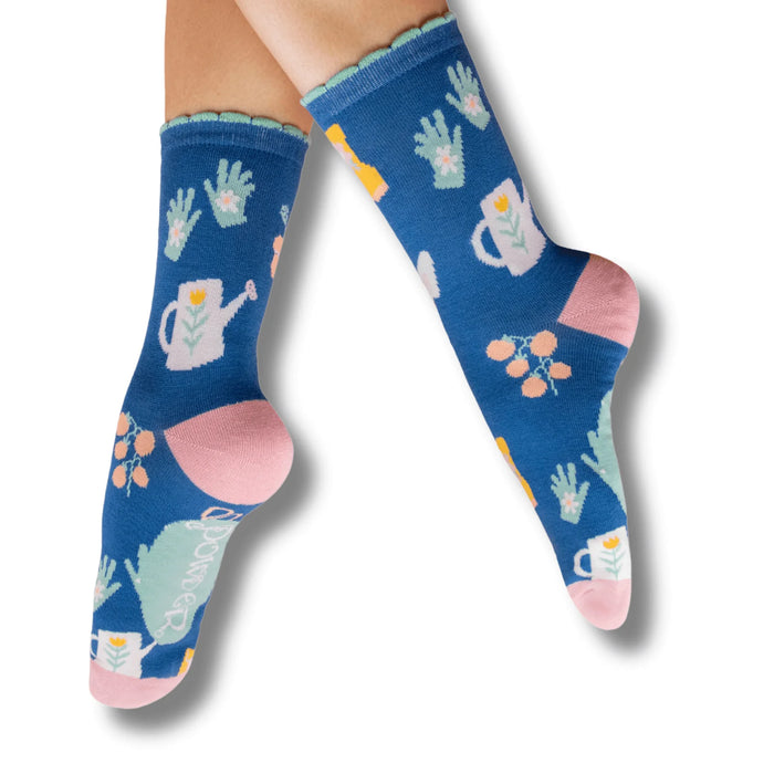 GONE GARDENING ANKLE SOCKS-POWDER