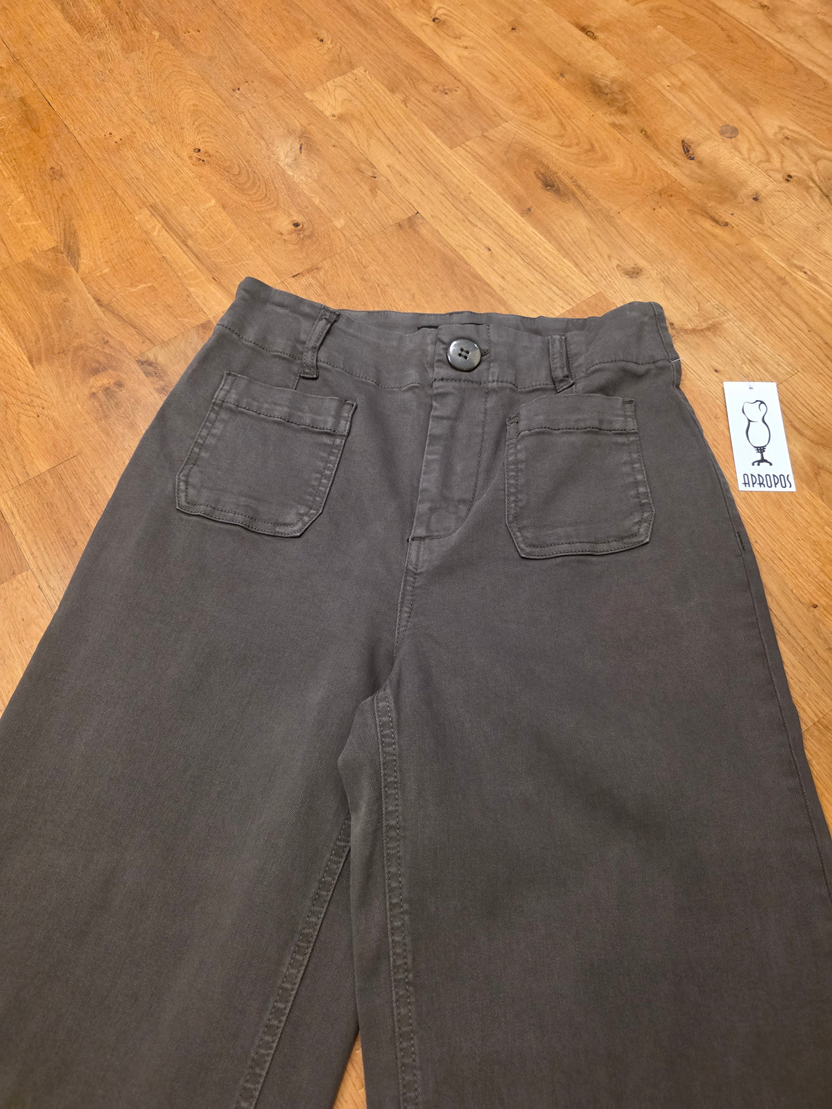 TENCEL WIDE LEG ANKLE PANT-KHAKI-RENUAR