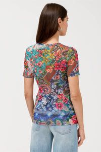 SHORT SLEEVE SCOOP NECK MESH TEE-EVIE-JOHNNY WAS