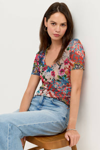 SHORT SLEEVE SCOOP NECK MESH TEE-EVIE-JOHNNY WAS