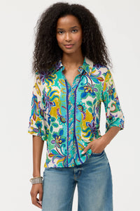 THE JANIE FAV KIMONO SLEEVE BUTTON TOP-ROSEA-JOHNNY WAS