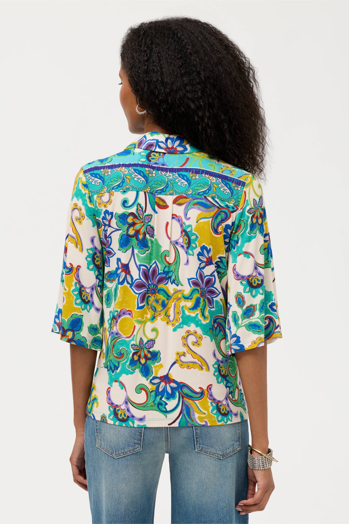 THE JANIE FAV KIMONO SLEEVE BUTTON TOP-ROSEA-JOHNNY WAS