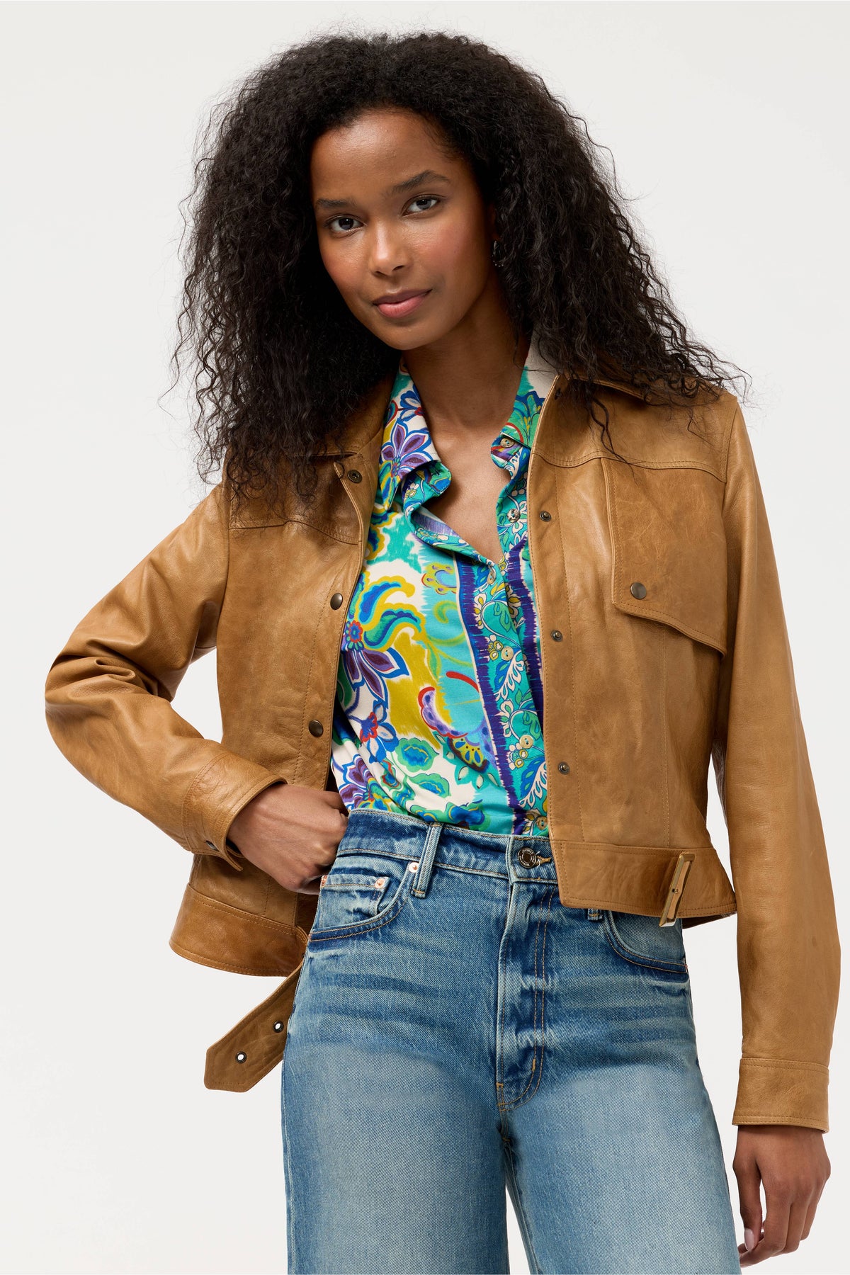 THE JANIE FAV KIMONO SLEEVE BUTTON TOP-ROSEA-JOHNNY WAS