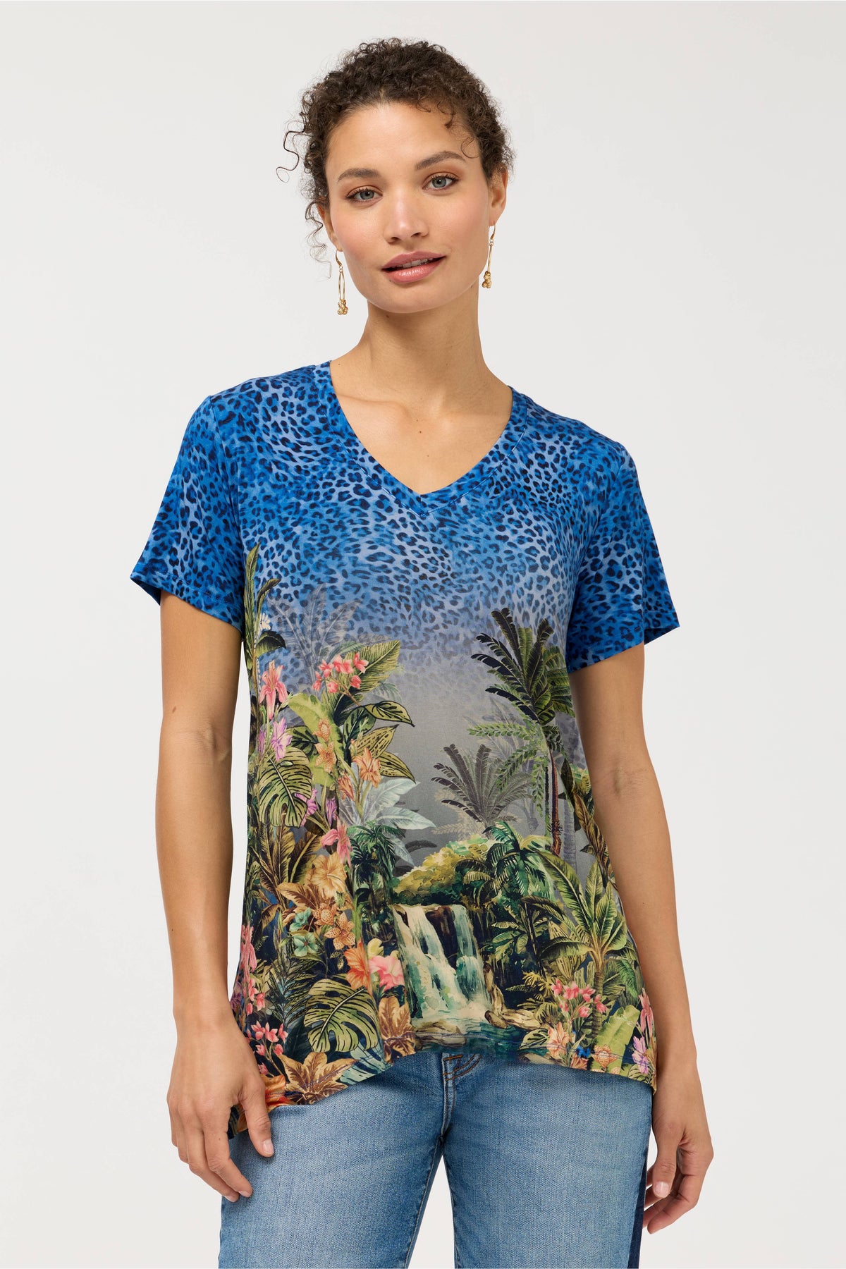 THE JANIE FAV V-NECK DRAPE TEE-MEGHANN SCARF-JOHNNY WAS