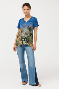 THE JANIE FAV V-NECK DRAPE TEE-MEGHANN SCARF-JOHNNY WAS