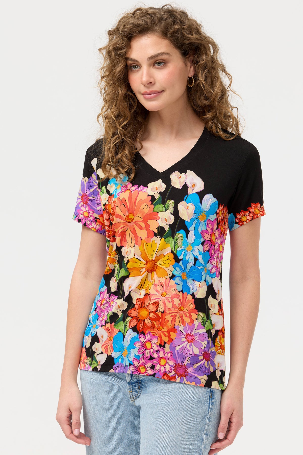 THE JANIE FAV SHORT SLEEVE CREW TEE-GERBERA SCARF-JOHNNY WAS