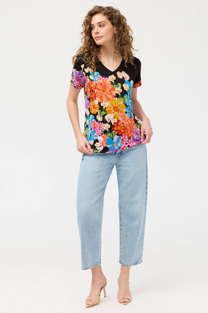 THE JANIE FAV SHORT SLEEVE CREW TEE-GERBERA SCARF-JOHNNY WAS