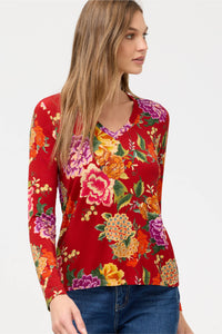 JANIE FAVORITE LONG SLEEVE V-NECK FITTED-RYUU FLOWER-JOHNNY WAS