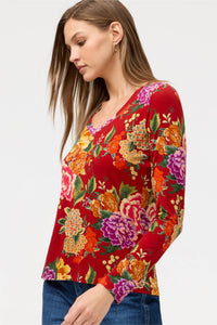 JANIE FAVORITE LONG SLEEVE V-NECK FITTED-RYUU FLOWER-JOHNNY WAS